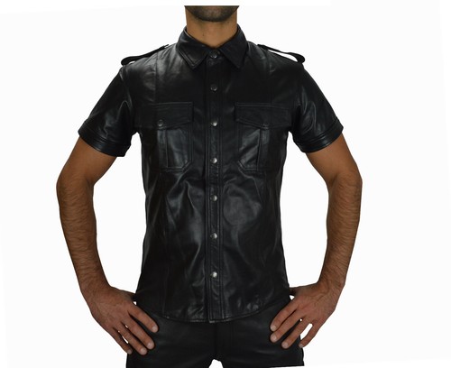 665 lederhemd schwarze - aw-665,