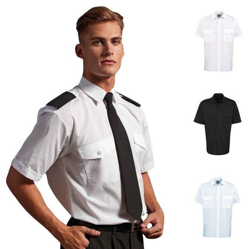 Herren hemd kurzarm pilot - hemd,