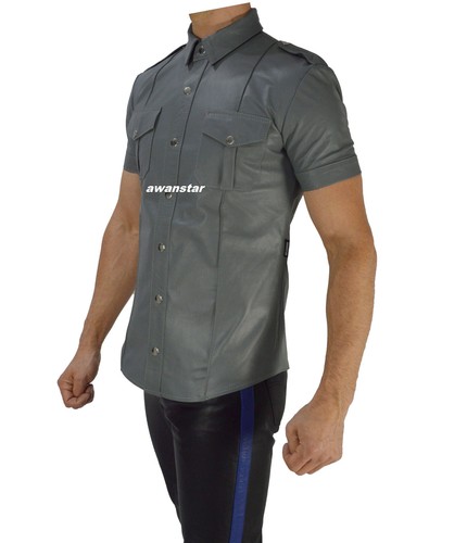 Lederhemd slim fit gay - gr.s,