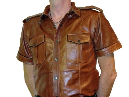 Lederhemd mittelbraun police - lederhemd,